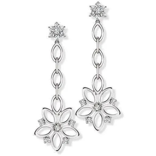 Platinum Chandeliers Earrings Pendant with Diamonds, Hanging Flowers SJ PTO E 148 - Suranas Jewelove
 - 1