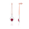 Front Side View of Platinum of Rose Heart Earring with Diamonds JL PT E 8087