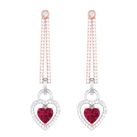 Platinum Chandeliers with Rose Gold, Diamonds & Red Heart JL PT E 8087