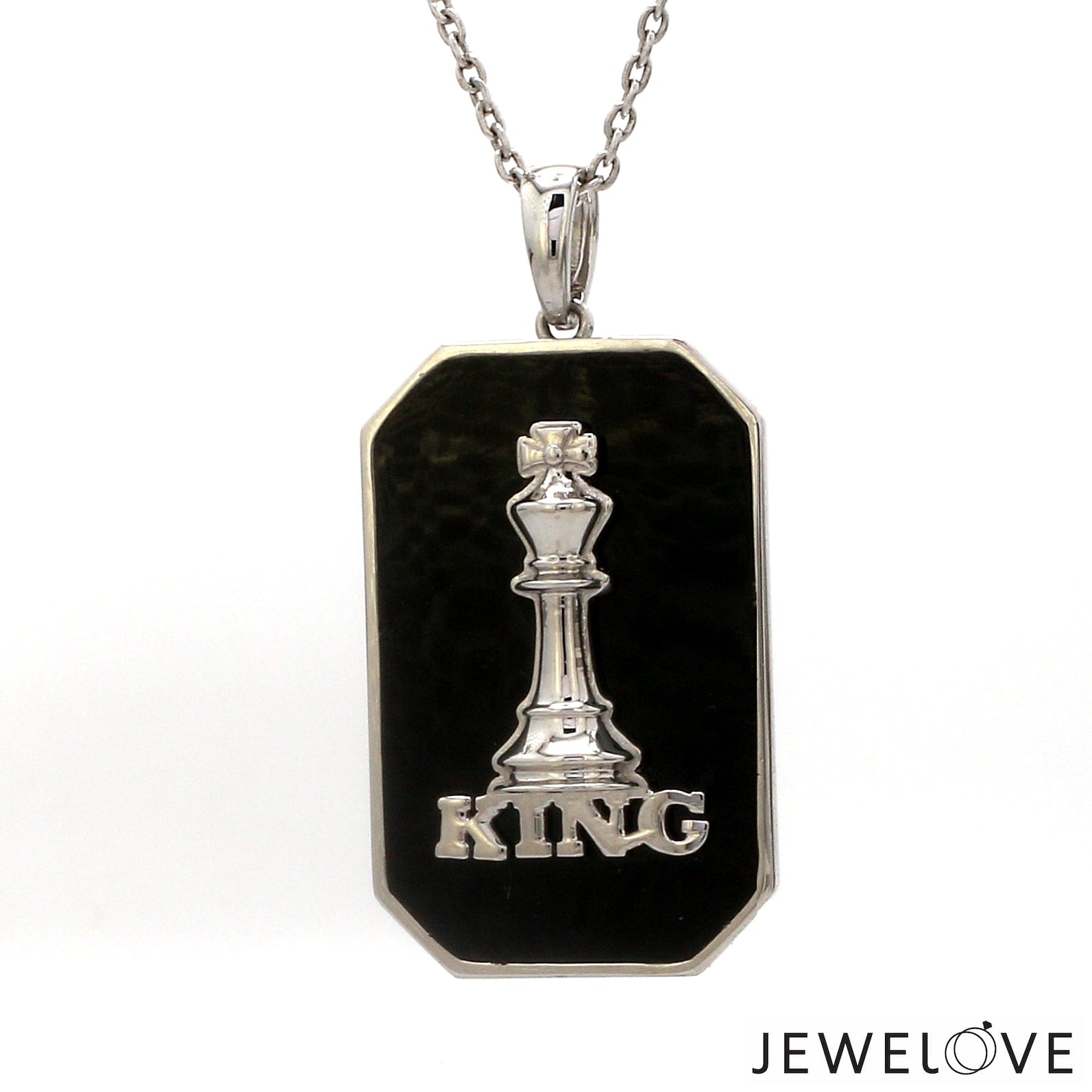 Jewelove™ Pendants Platinum Chess King Pendant with Black Enamel for Men JL PT P 365