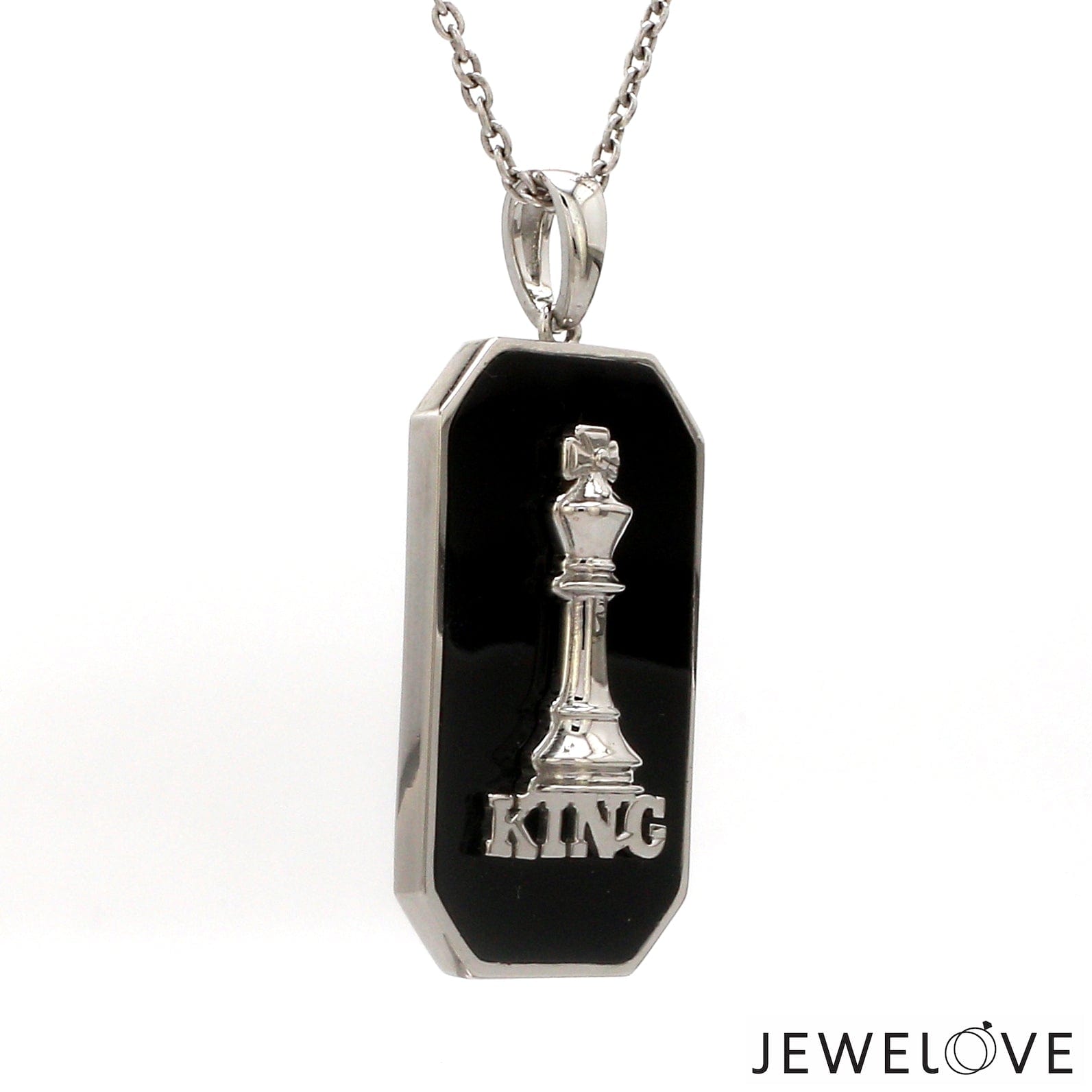 Jewelove™ Pendants Platinum Chess King Pendant with Black Enamel for Men JL PT P 365