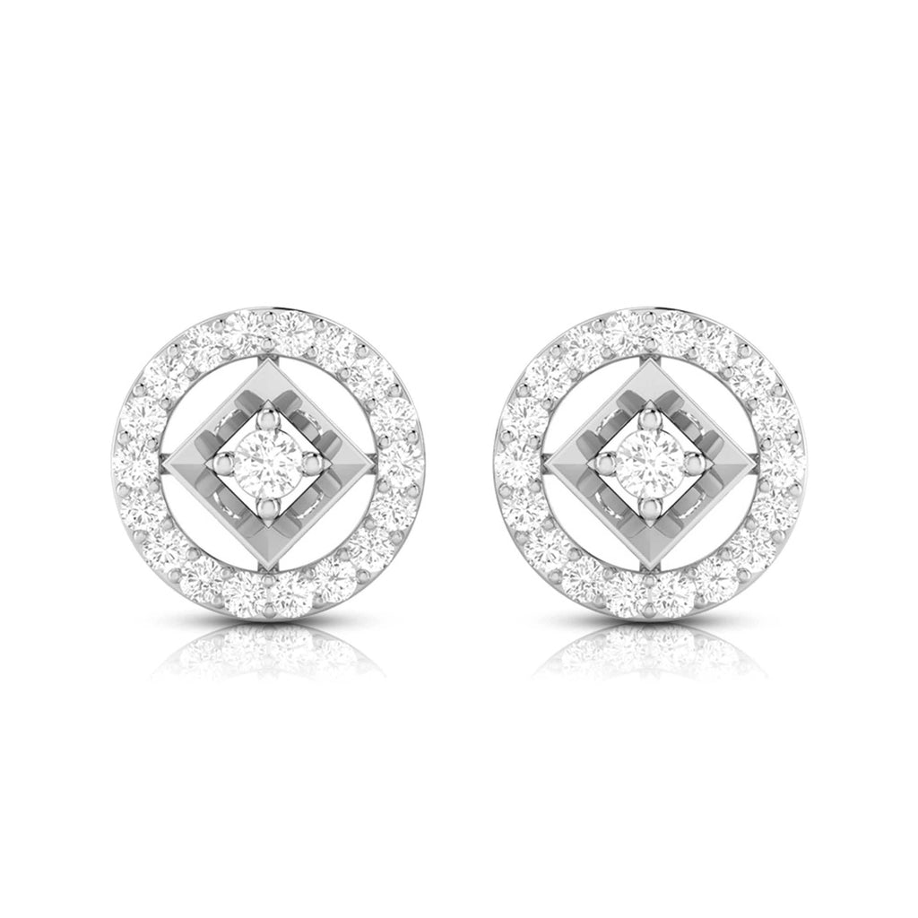 Jewelove™ Earrings SI IJ Platinum Circle Earrings with Diamonds for Women JL PT E ST 2101