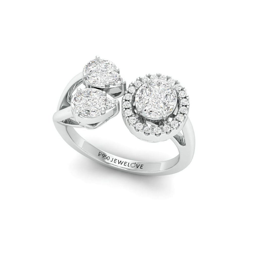 Jewelove™ Rings Women's Band only Platinum Cocktail Engagement Ring with Oval Cut Solitaire-Look for Women JL PT 1008