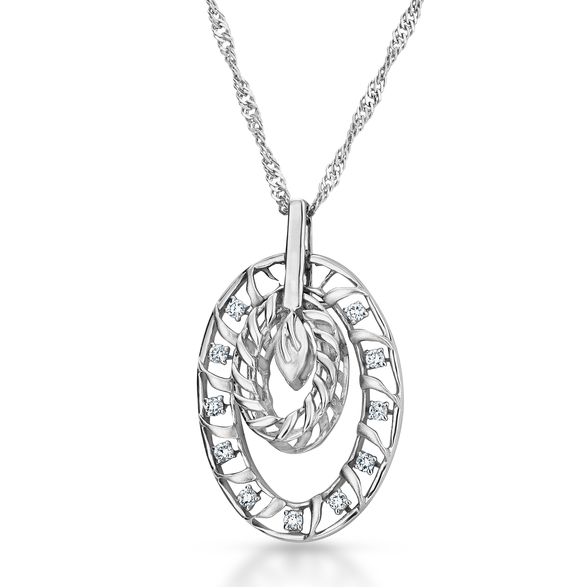 Platinum Concentric Rings Diamond Pendant JL PT P 227