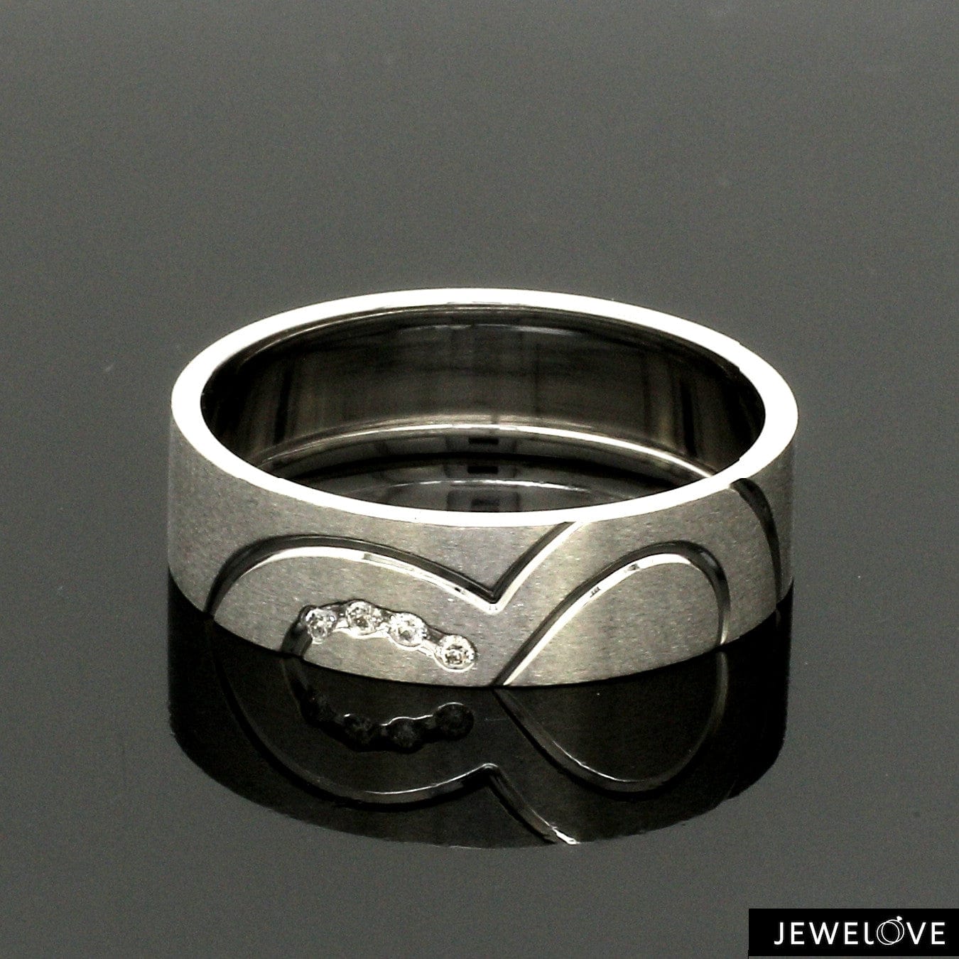 Jewelove™ Rings Men's Band only / SI IJ Platinum Couple Love Bands Diamond Ring JL PT 1403