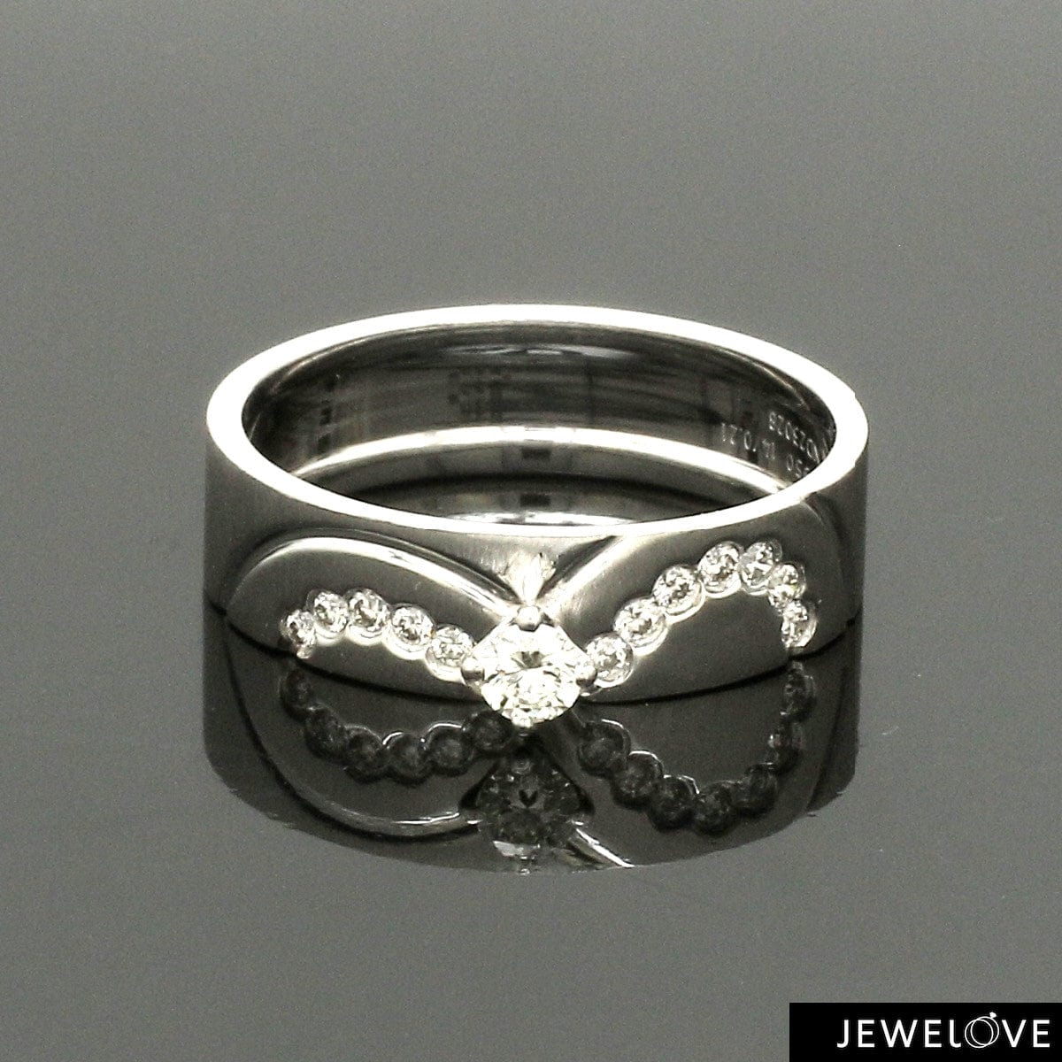 Jewelove™ Rings Women's Band only / SI IJ Platinum Couple Love Bands Diamond Ring JL PT 1403