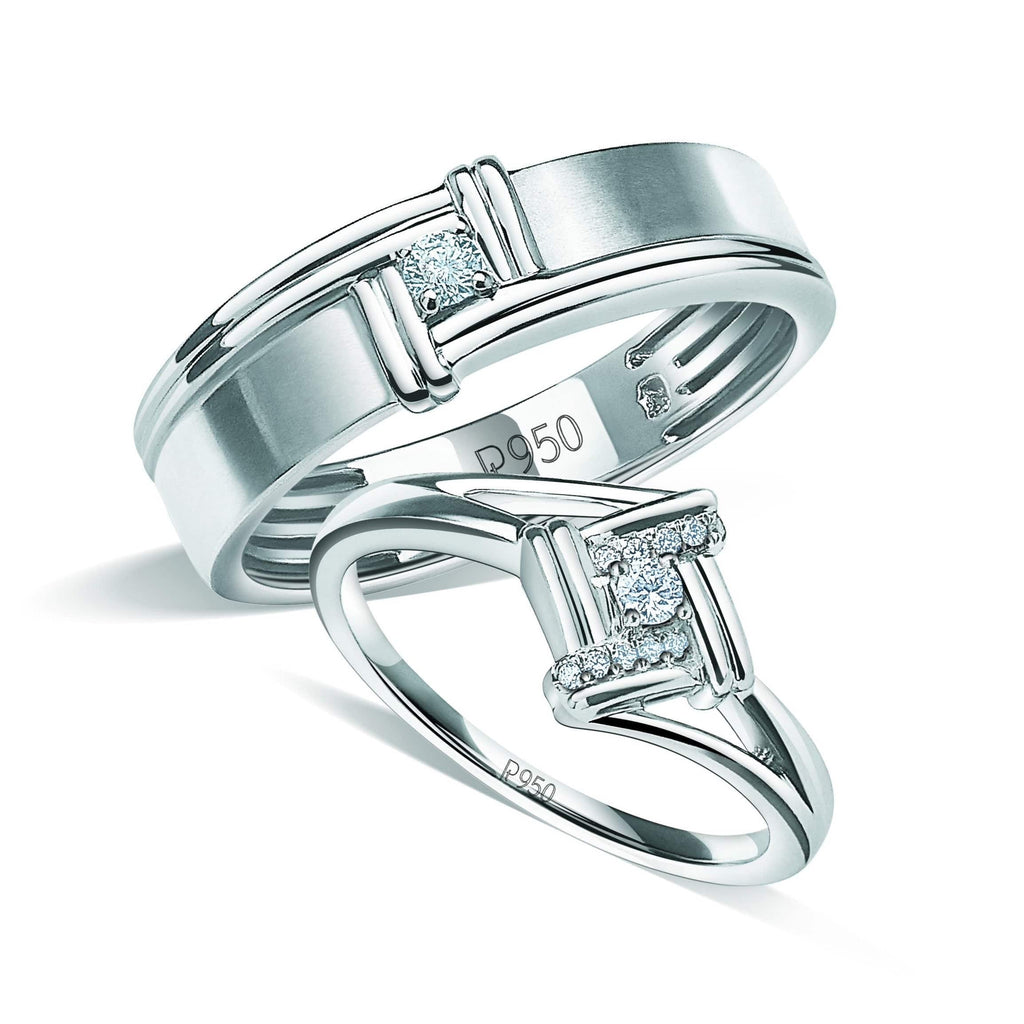 Jewelove™ Rings SI IJ / Both Platinum Couple Rings with Diamonds JL PT 930