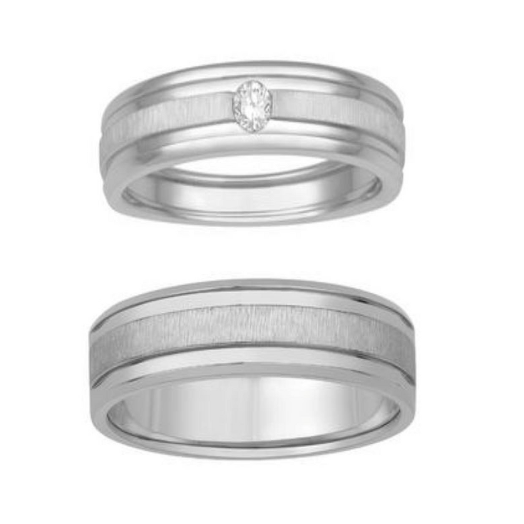 Jewelove™ Rings Platinum Couple Rings with Matte Finish & Single Diamond JL PT 629
