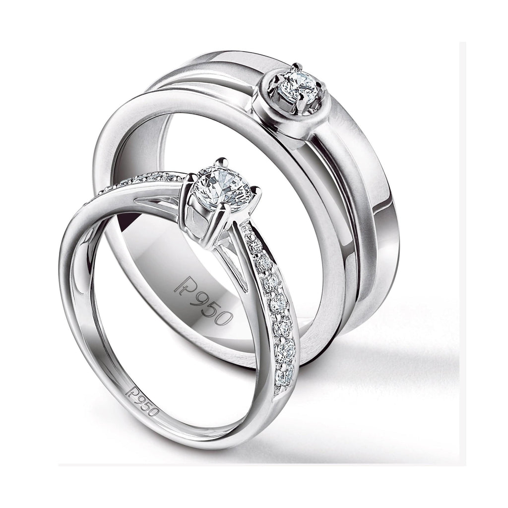 Jewelove™ Rings Both / SI IJ Platinum Couple Rings with Solitaires JL PT 624