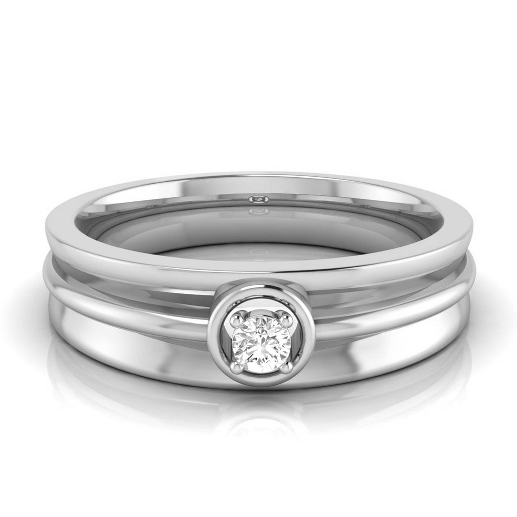 Jewelove™ Rings Men's Band only / SI IJ Platinum Couple Rings with Solitaires JL PT 624