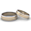 Front View of Platinum Couple Rings with Yellow Gold Deep Grooves JL PT 649