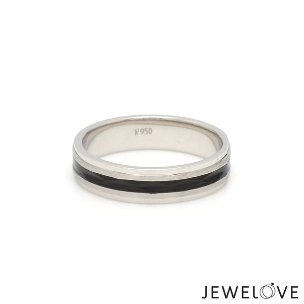 Jewelove™ Rings Women's Band only Platinum Couple Unisex Ring with Black Ceramic JL PT 1328