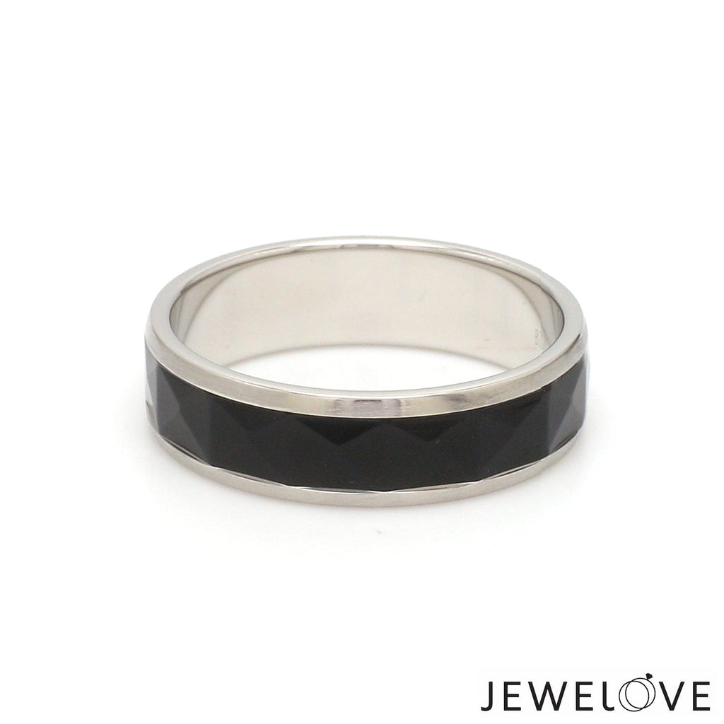 Jewelove™ Rings Men's Band only Platinum Couple Unisex Ring with Black Ceramic JL PT 1330