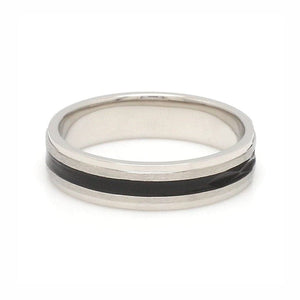 Platinum Couple Unisex Ring with Black Line Ceramic JL PT 1328