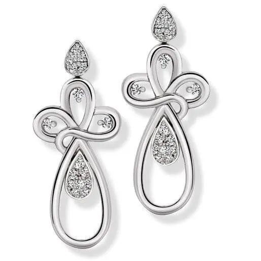 Platinum Dangler Earrings Pendant set with Diamonds SJ PTO E 146 - Suranas Jewelove
 - 1