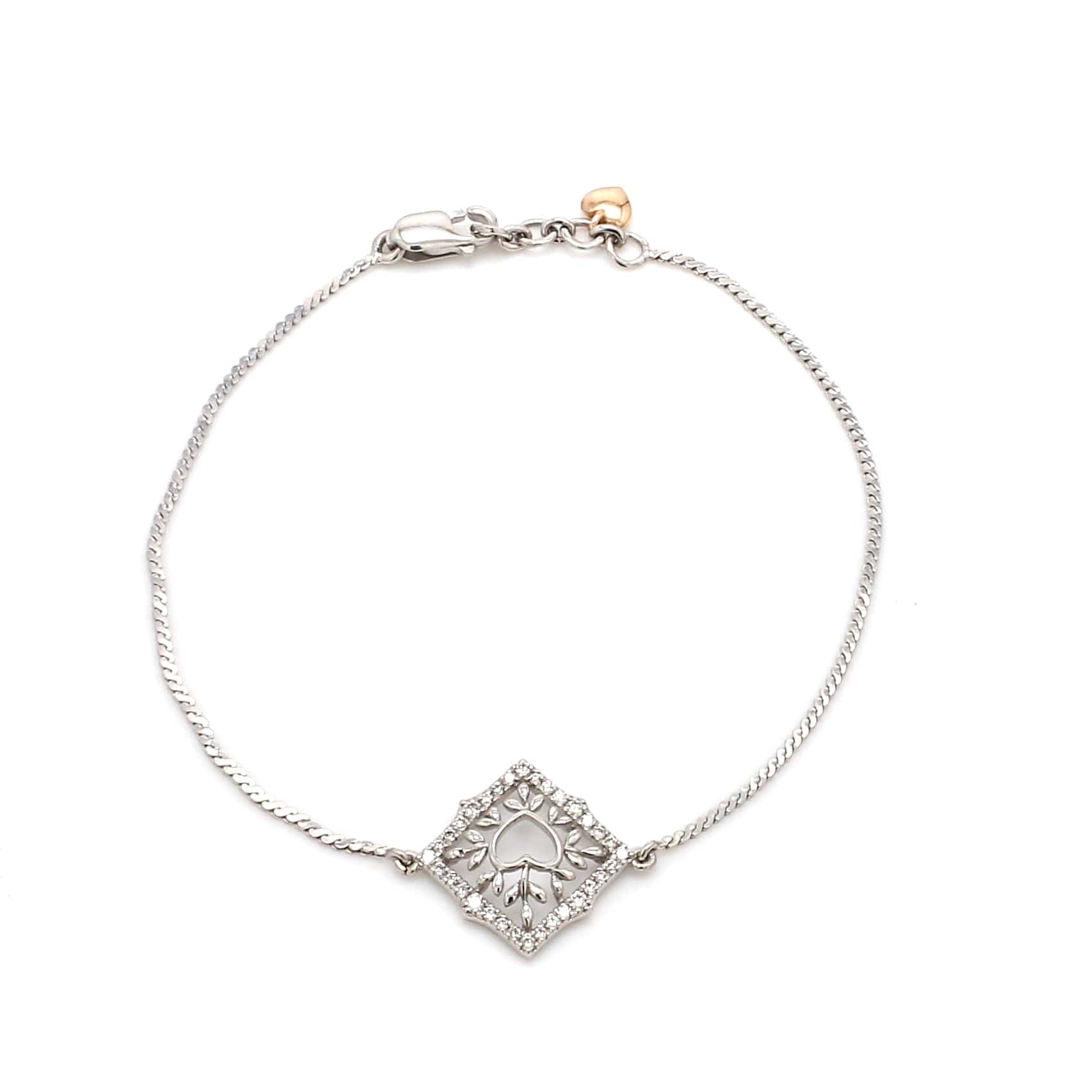 Buy Priyaasi Square Studded American Diamond Silver-Plated Bracelet Online  At Best Price @ Tata CLiQ