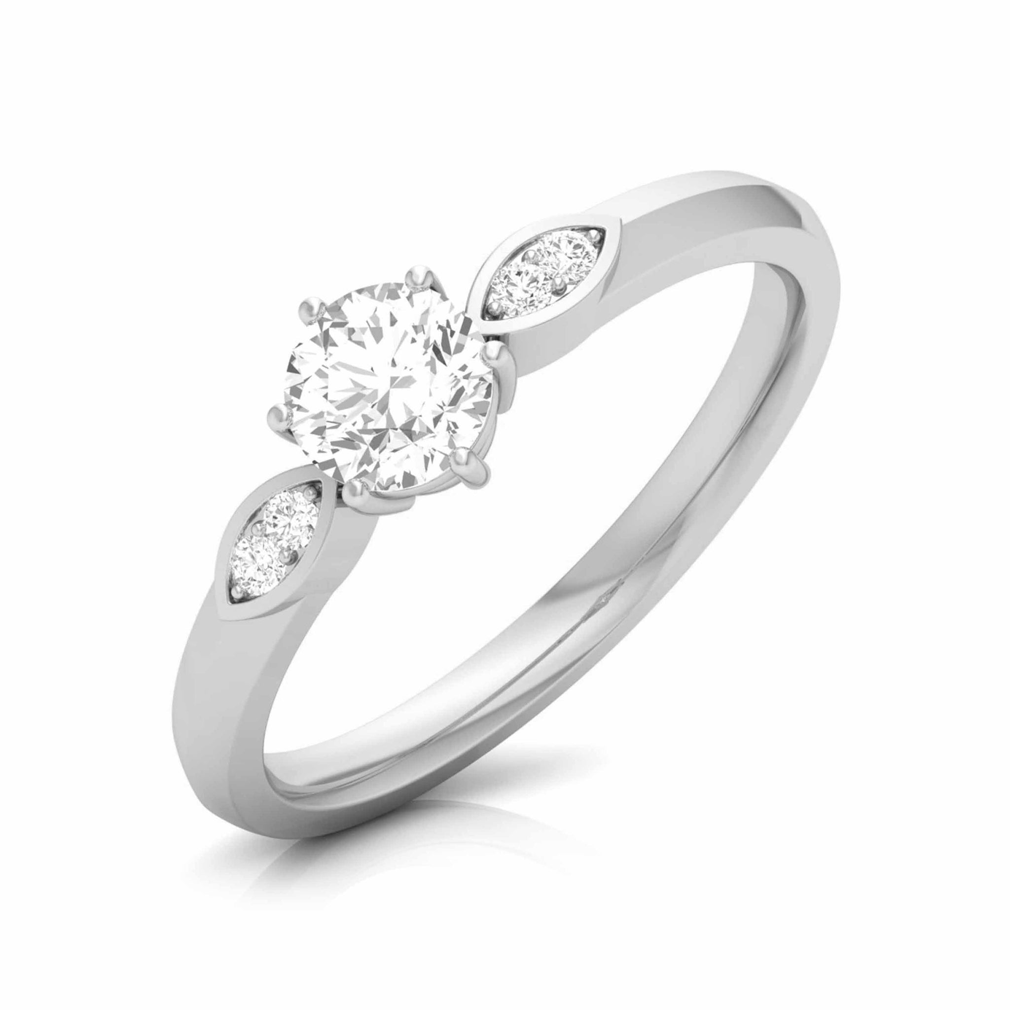 Jewelove™ Rings Platinum Diamond Coupe Ring with Women's 0.25cts. Solitiare Ring  JL PT CB 21