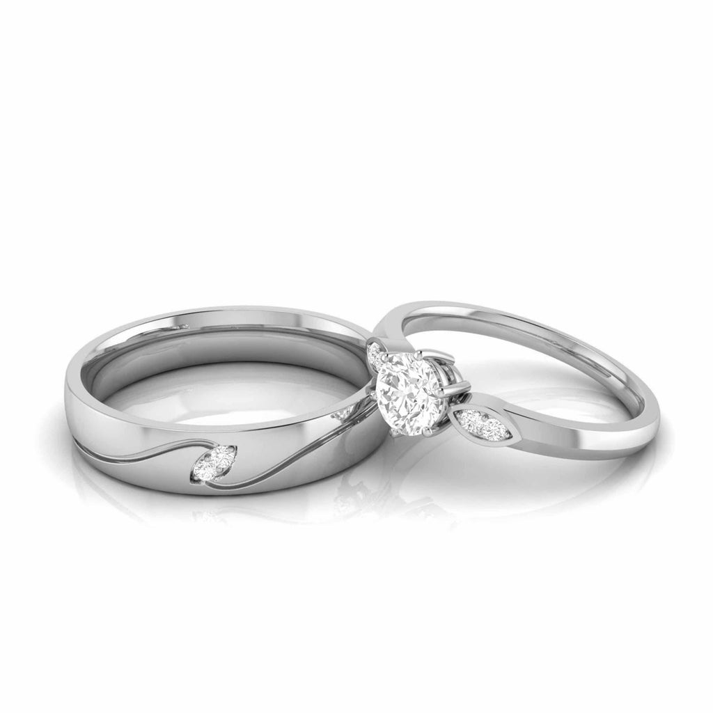 Jewelove™ Rings Both / SI IJ Platinum Diamond Coupe Ring with Women's 0.25cts. Solitiare Ring  JL PT CB 21