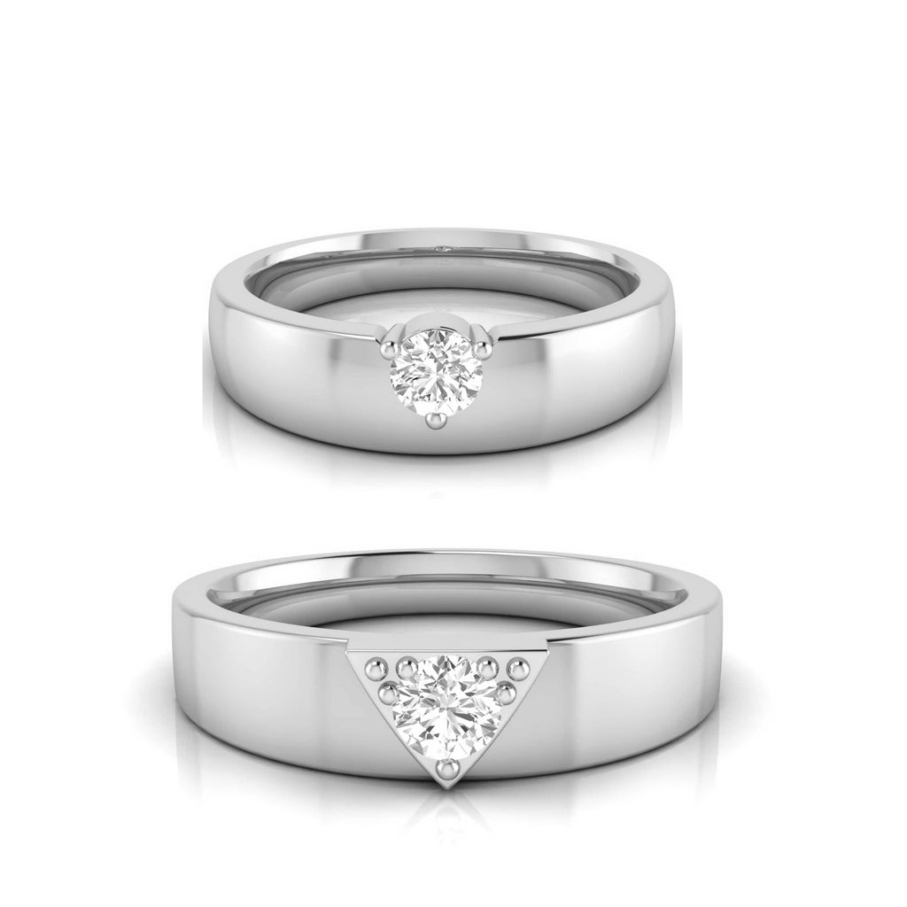 Jewelove™ Rings Both / J VS Platinum Diamond Couple Love Bands JL PT B-23
