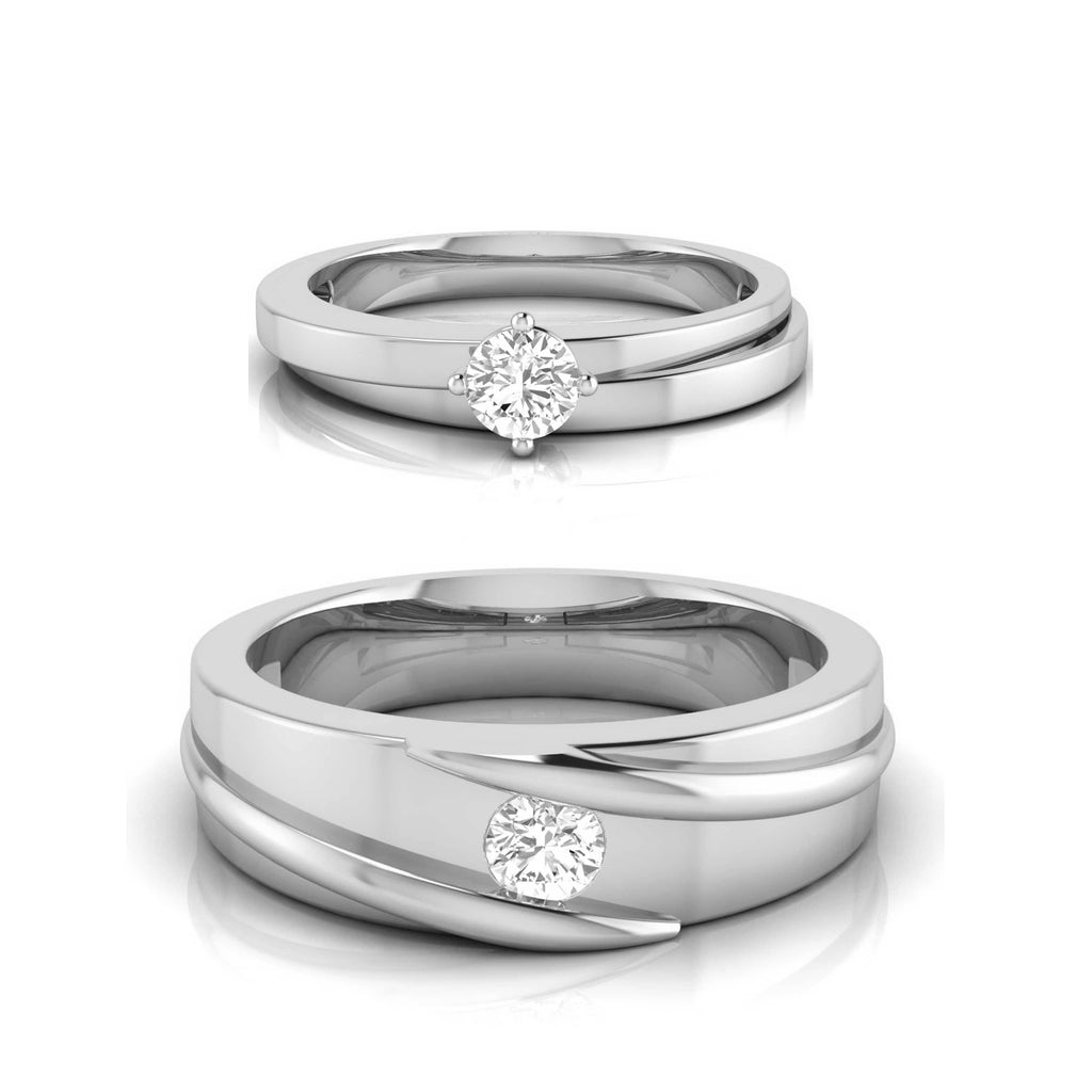 Jewelove™ Rings Both / J VS Platinum Diamond Couple Love Bands JL PT B-27
