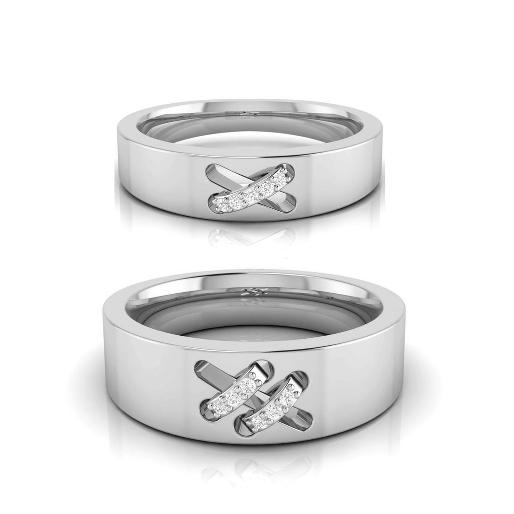 Jewelove™ Rings Both / SI IJ Platinum Diamond Couple Love Bands JL PT CB-1