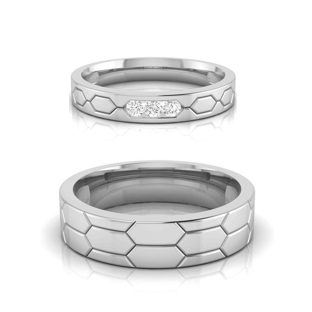 Jewelove™ Rings Both / SI IJ Platinum Diamond Couple Love Bands JL PT CB-3