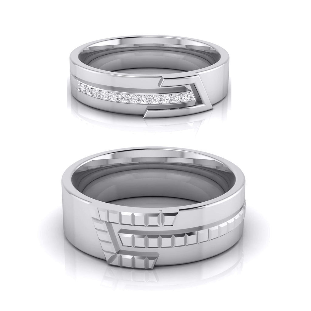 Jewelove™ Rings Both / SI IJ Platinum Diamond Couple Love Bands JL PT CB-6