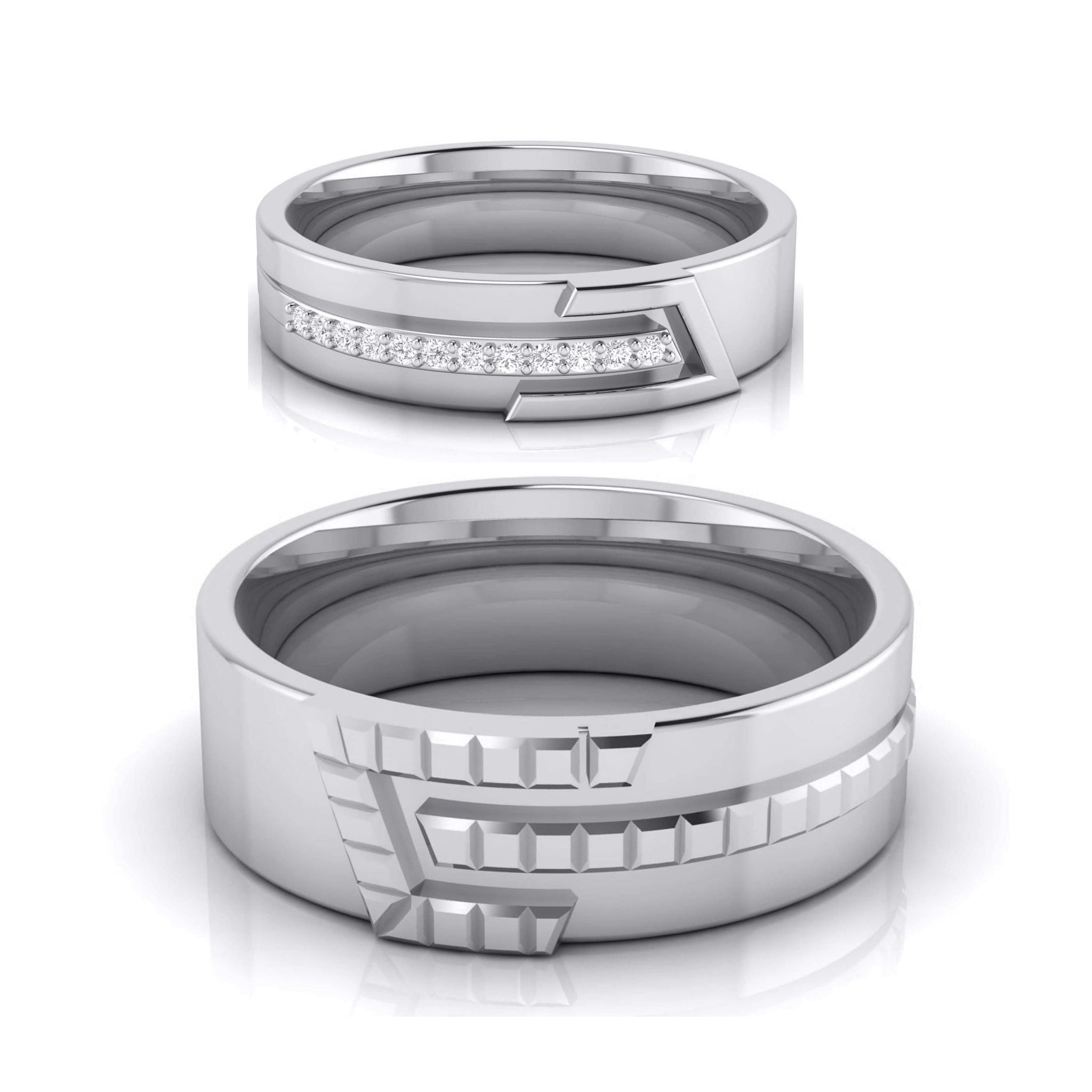 Jewelove™ Rings Men's Band only / SI IJ Platinum Diamond Couple Love Bands JL PT CB-6