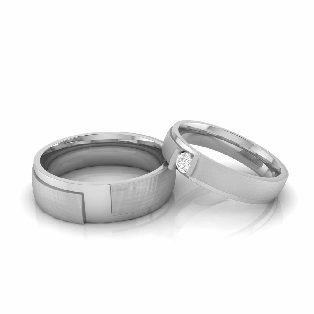 Jewelove™ Rings Both / SI IJ Platinum Diamond Couple Ring with Matte Finish JL PT CB 57