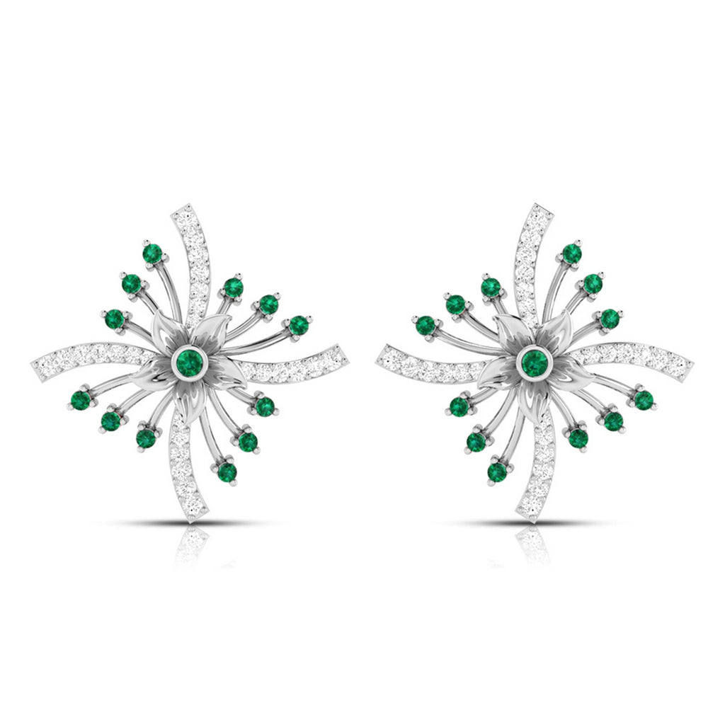 Jewelove™ Earrings Green Platinum Diamond Earrings for Women JL PT E NL8581