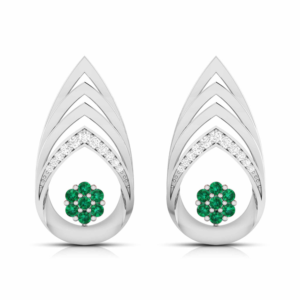 Jewelove™ Earrings Green Platinum Diamond Earrings With Emerald for Women JL PT E NL8657