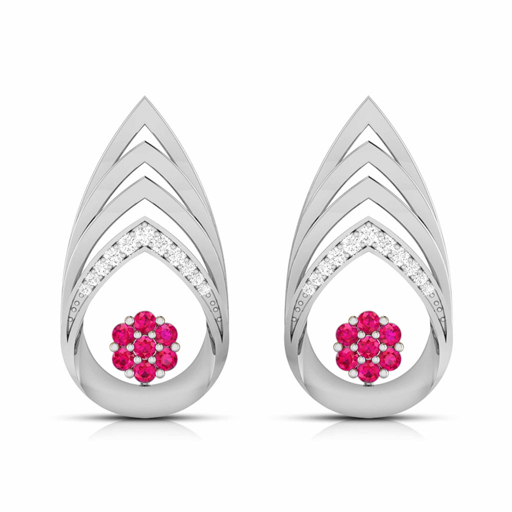 Jewelove™ Earrings Red Platinum Diamond Earrings With Emerald for Women JL PT E NL8657