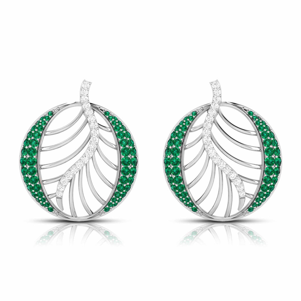 Jewelove™ Earrings Green Platinum Diamond Earrings With Emerald for Women JL PT E NL8661