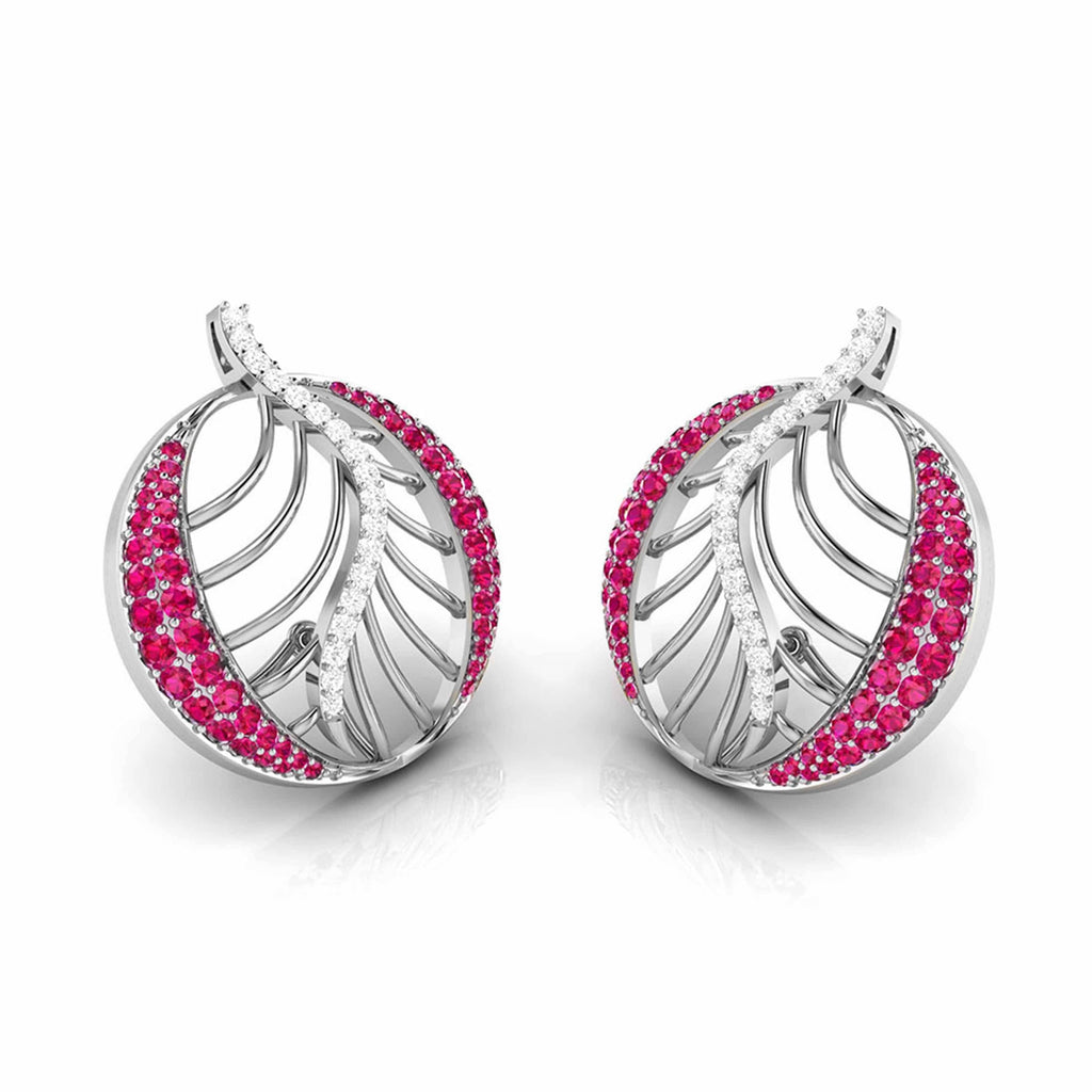Jewelove™ Earrings Red Platinum Diamond Earrings With Emerald for Women JL PT E NL8661