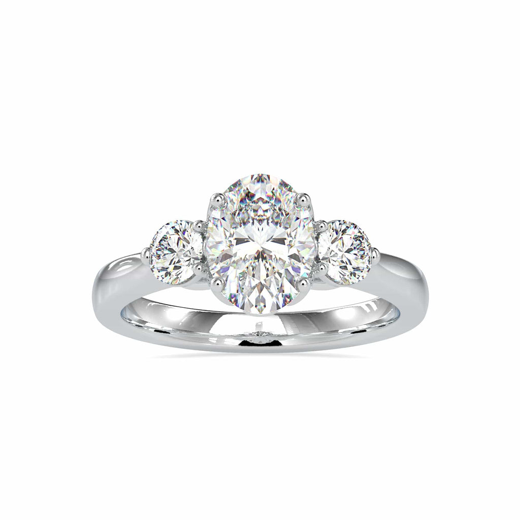 Jewelove™ Rings VVS GH / Women's Band only Platinum Diamond Halo Solitaire Engagement Ring JL PT 0189