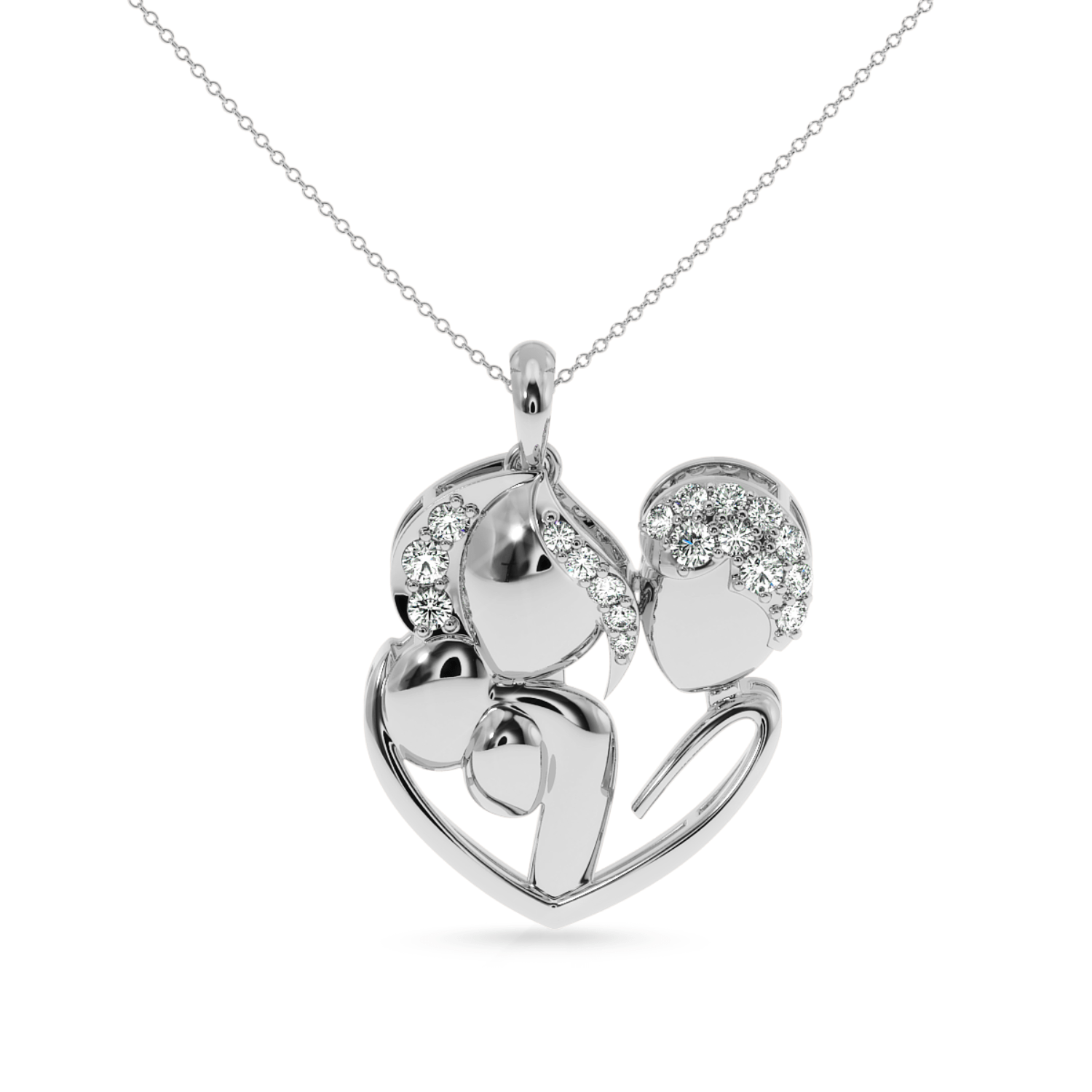 Macy's Mom Diamond Heart Necklace in Sterling Silver and 14k Gold (1/10 ct.  t.w.) | CoolSprings Galleria