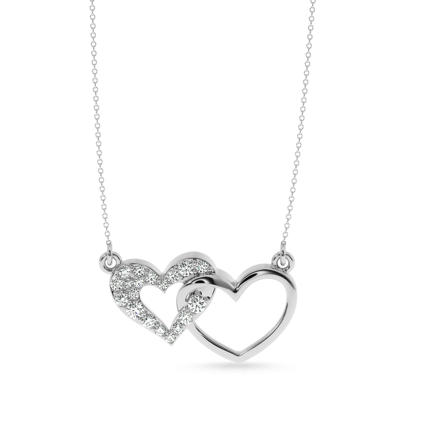 Linked Hearts Diamond Pendant with Chain