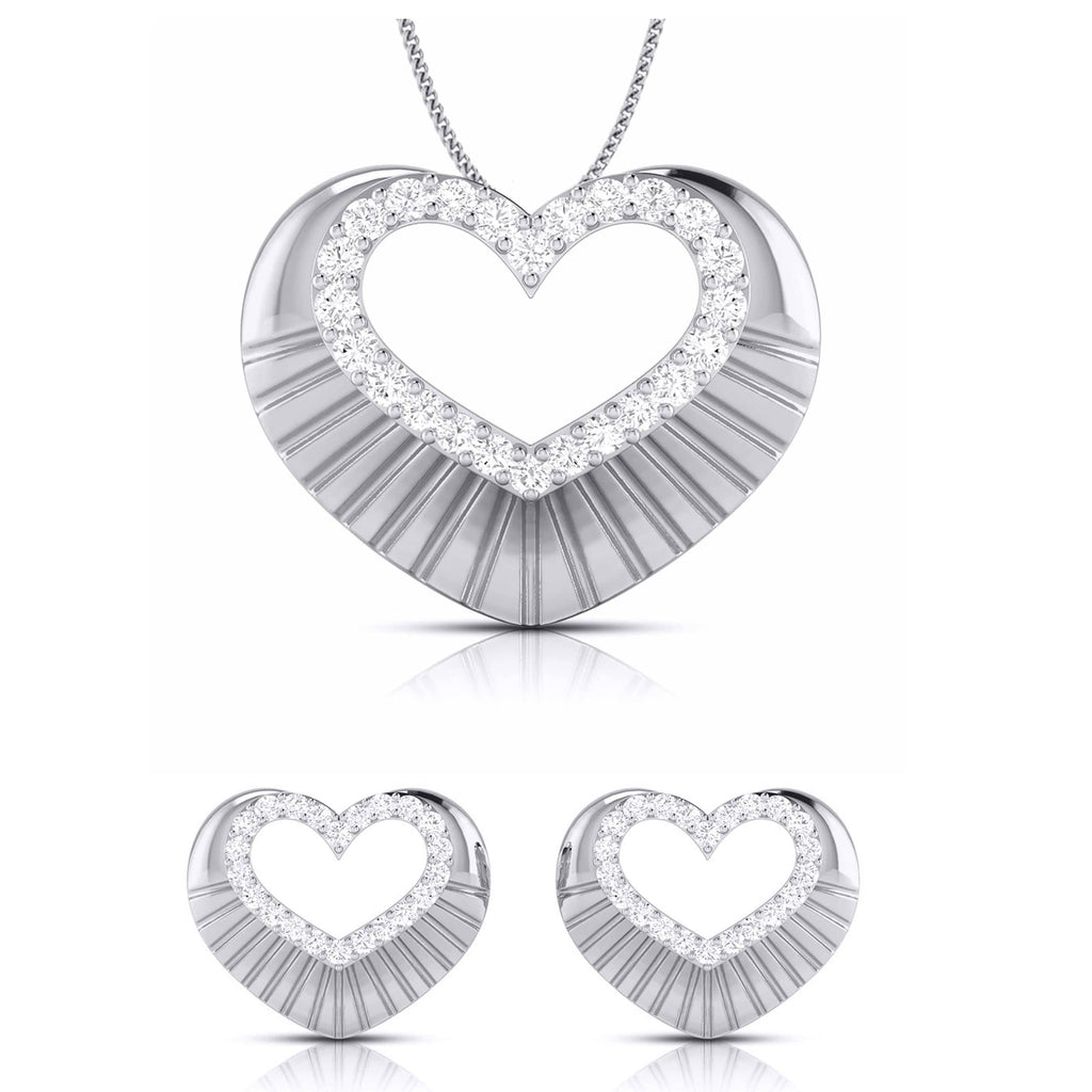 Jewelove™ Pendants & Earrings Pendant Set Platinum Diamond Heart Pendant Set JL PT P BT 37-E