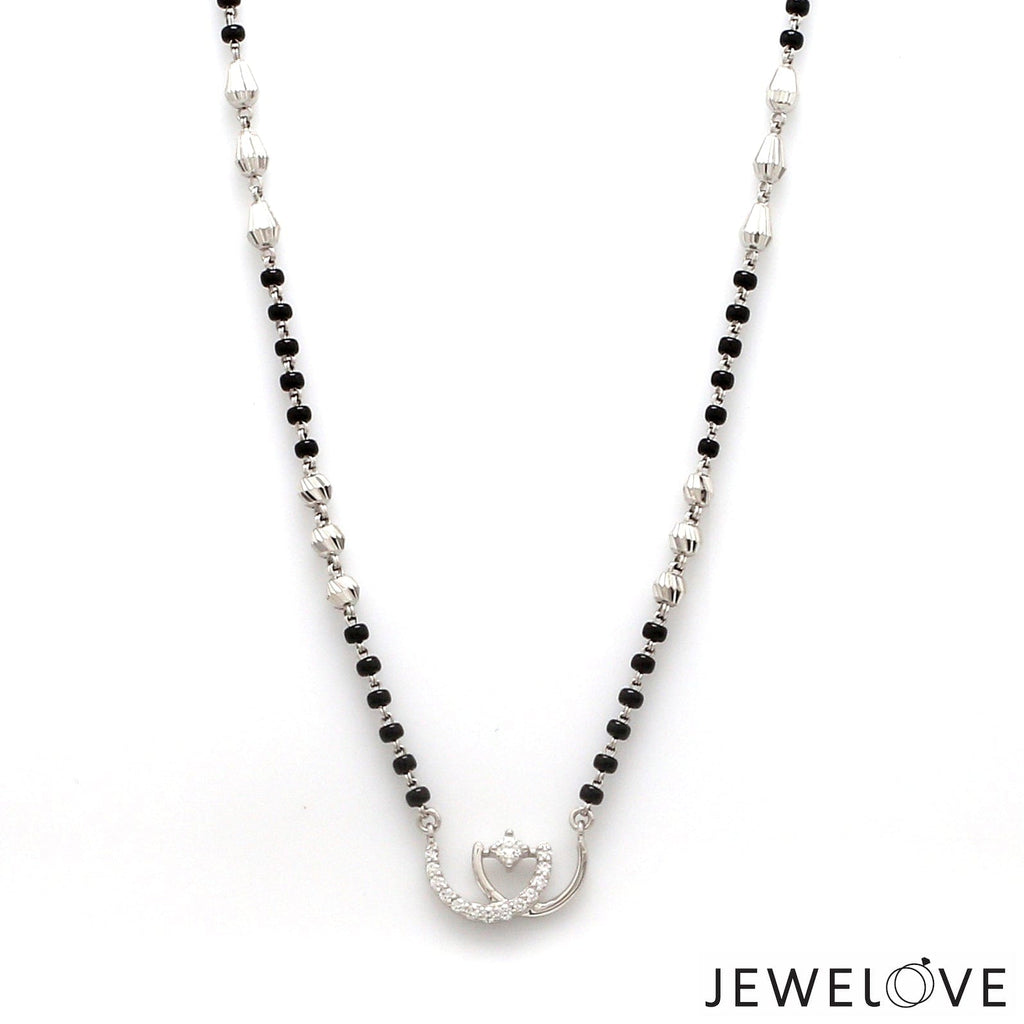 Jewelove™ Necklaces & Pendants Platinum Diamond Mangalsutra Pendant with Cable Chain & Diamond Cut Balls  JL PT MS 110