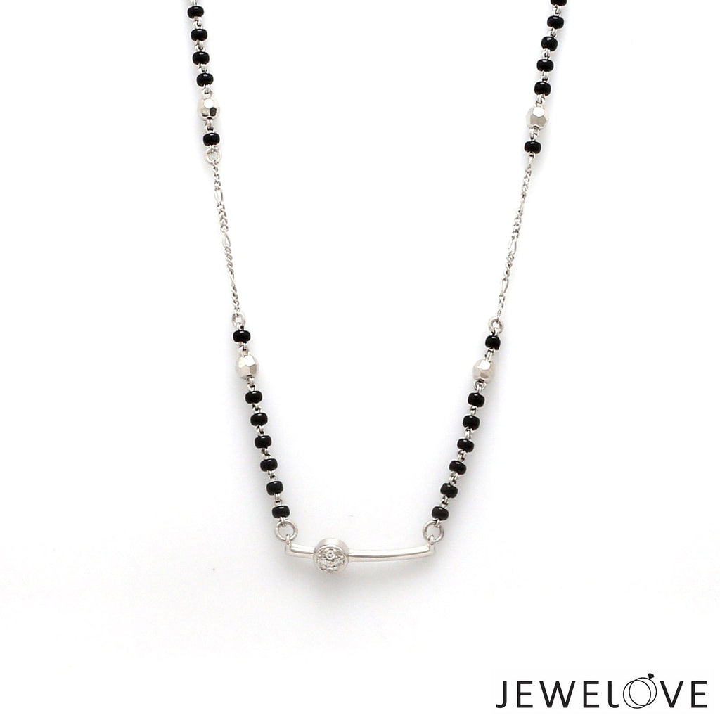 Jewelove™ Necklaces & Pendants Platinum Diamond Mangalsutra Pendant with Cable Chain & Diamond Cut Balls JL PT MS 111