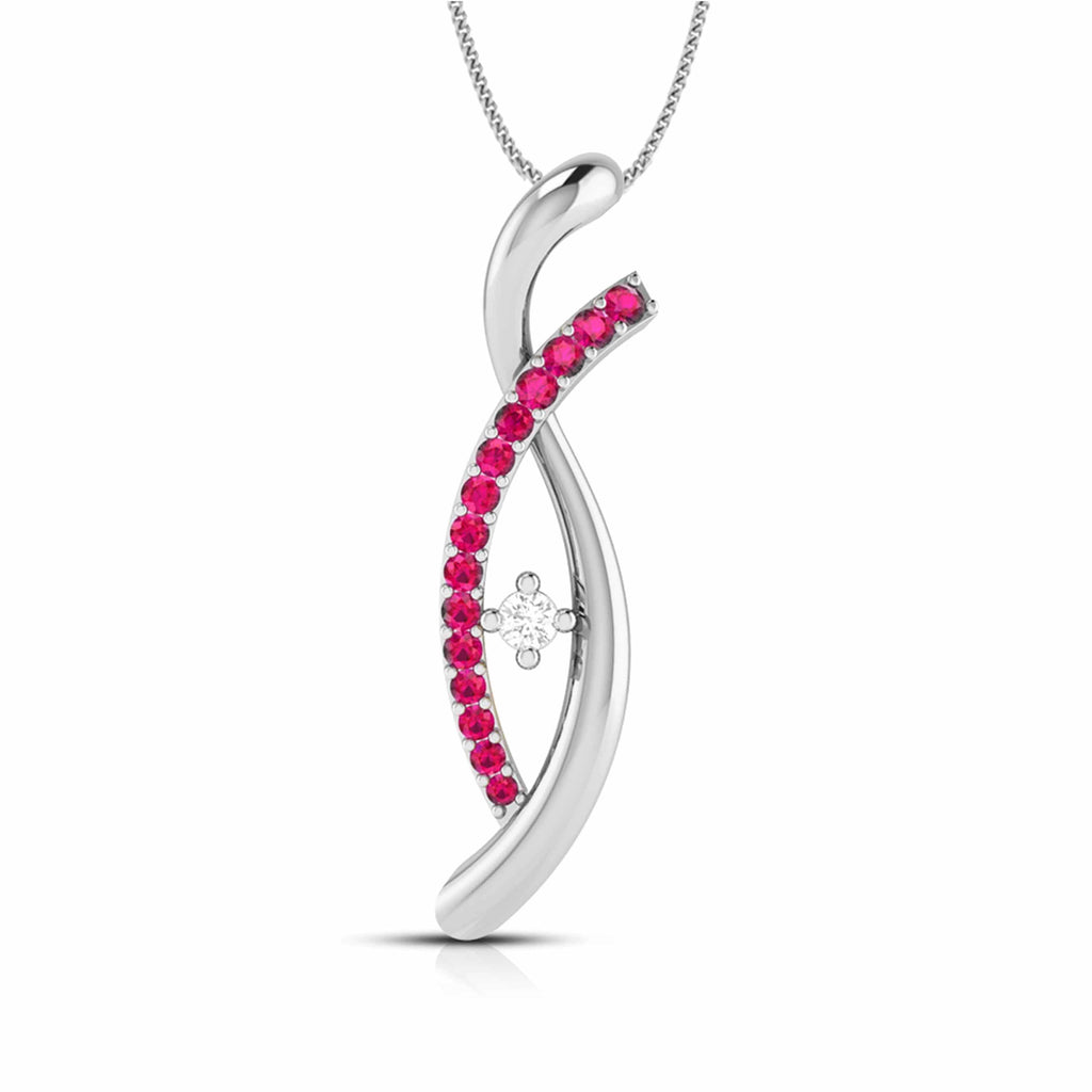 Jewelove™ Pendants Red Platinum Diamond Pendant Emerald for Women JL PT P NL8655
