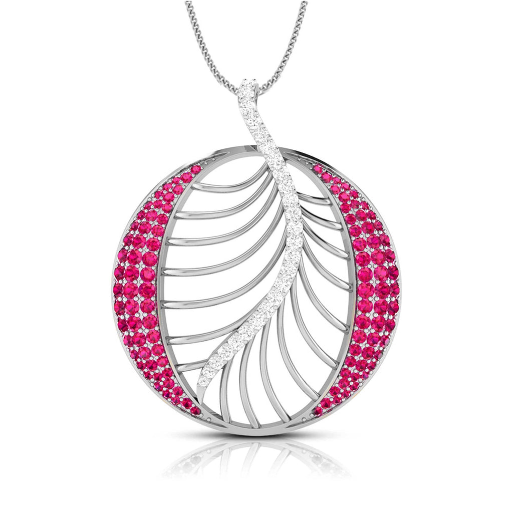 Jewelove™ Pendants Red Platinum Diamond Pendant Emerald for Women JL PT P NL8661