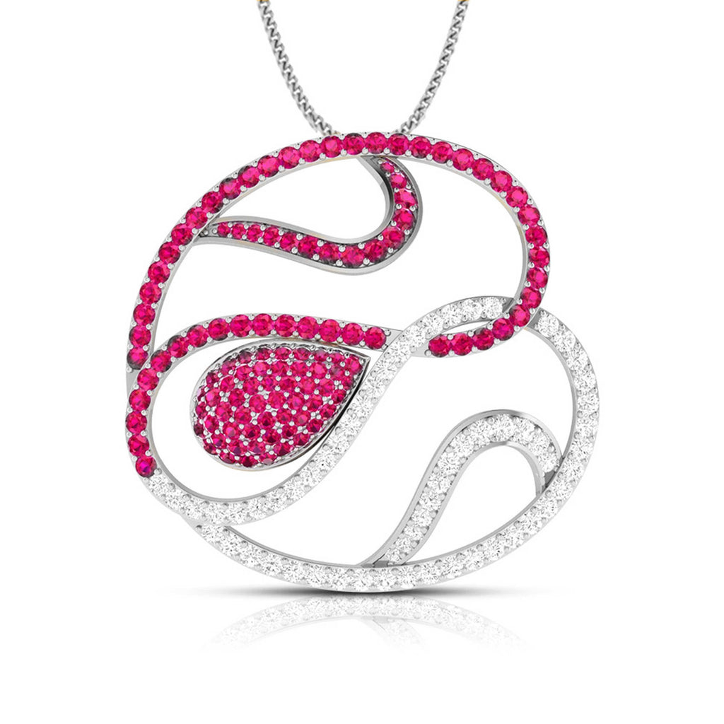 Jewelove™ Pendants Red Platinum Diamond Pendant Emerald for Women JL PT P NL8662