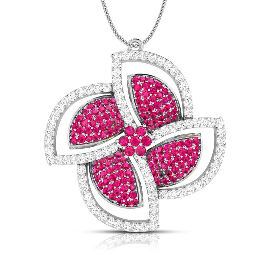 Jewelove™ Pendants Red Platinum Diamond Pendant Emerald for Women JL PT P NL8663
