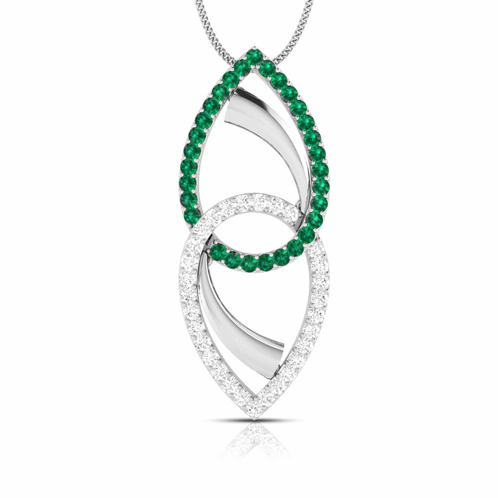 Jewelove™ Pendants Green Platinum Diamond Pendant for Women JL PT P NL8550