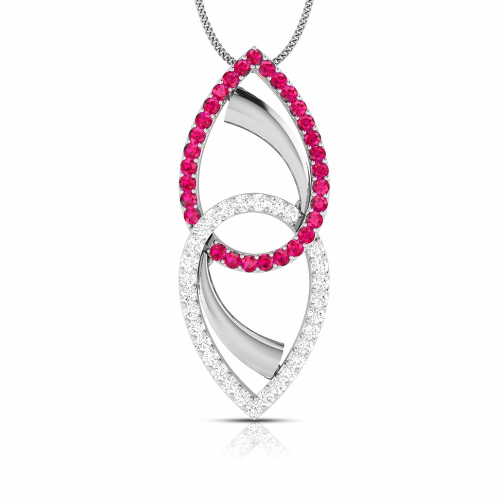 Jewelove™ Pendants Red Platinum Diamond Pendant for Women JL PT P NL8550