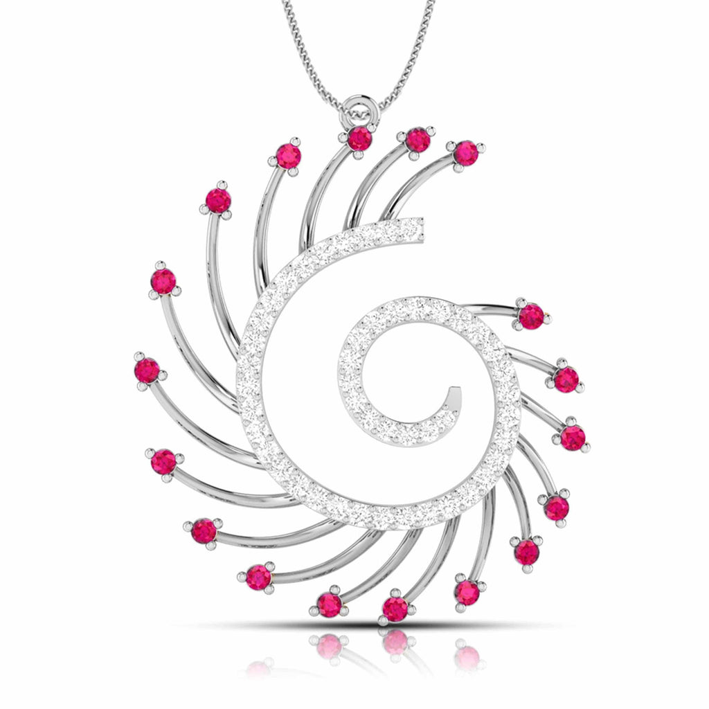 Jewelove™ Pendants Red Platinum Diamond Pendant for Women JL PT P NL8589