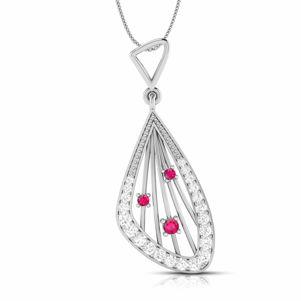 Jewelove™ Pendants Red Platinum Diamond Pendant for Women JL PT P NL8592