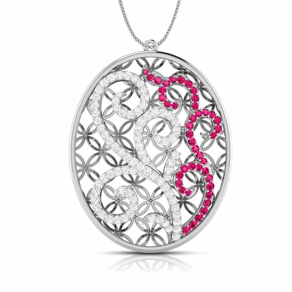 Jewelove™ Pendants Red Platinum Diamond Pendant for Women JL PT P NL8605