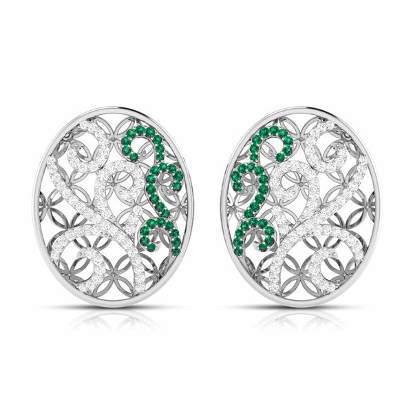 Jewelove™ Pendants & Earrings Earrings only Platinum Diamond Pendant Set with Emerald JL PT PE NL8605E